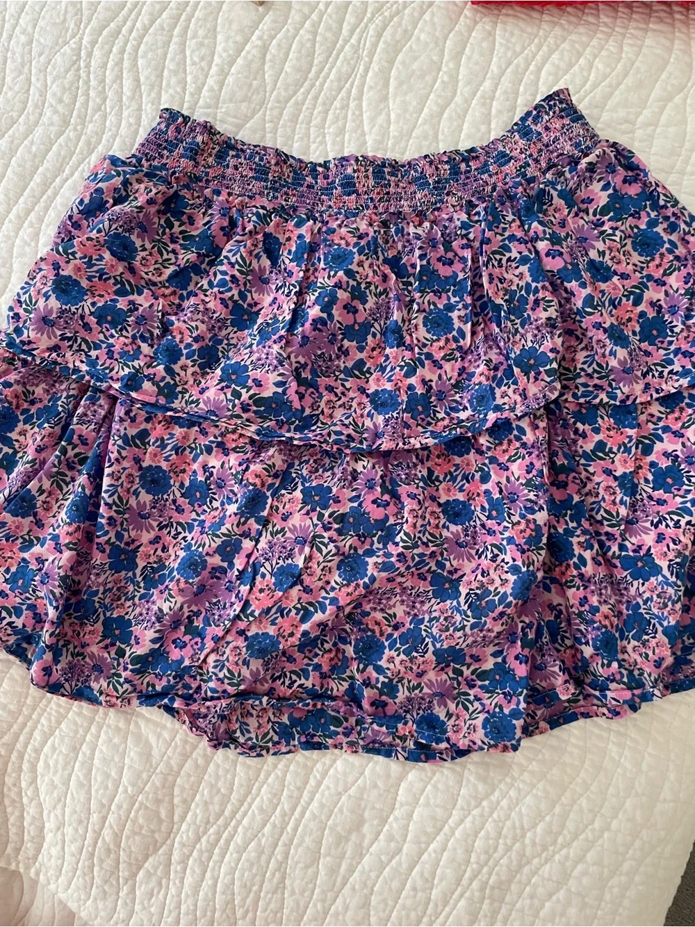 Vineyard Vines Pink and Blue Floral Tiered Skirt